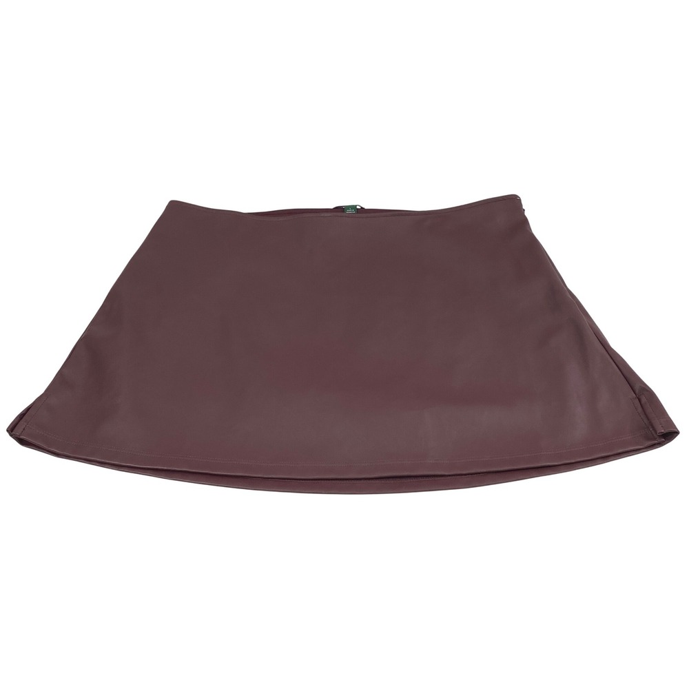 Womens Faux Leather Skort Size Large Burgundy Mini Skirt Shorts Edgy Chic Goth
